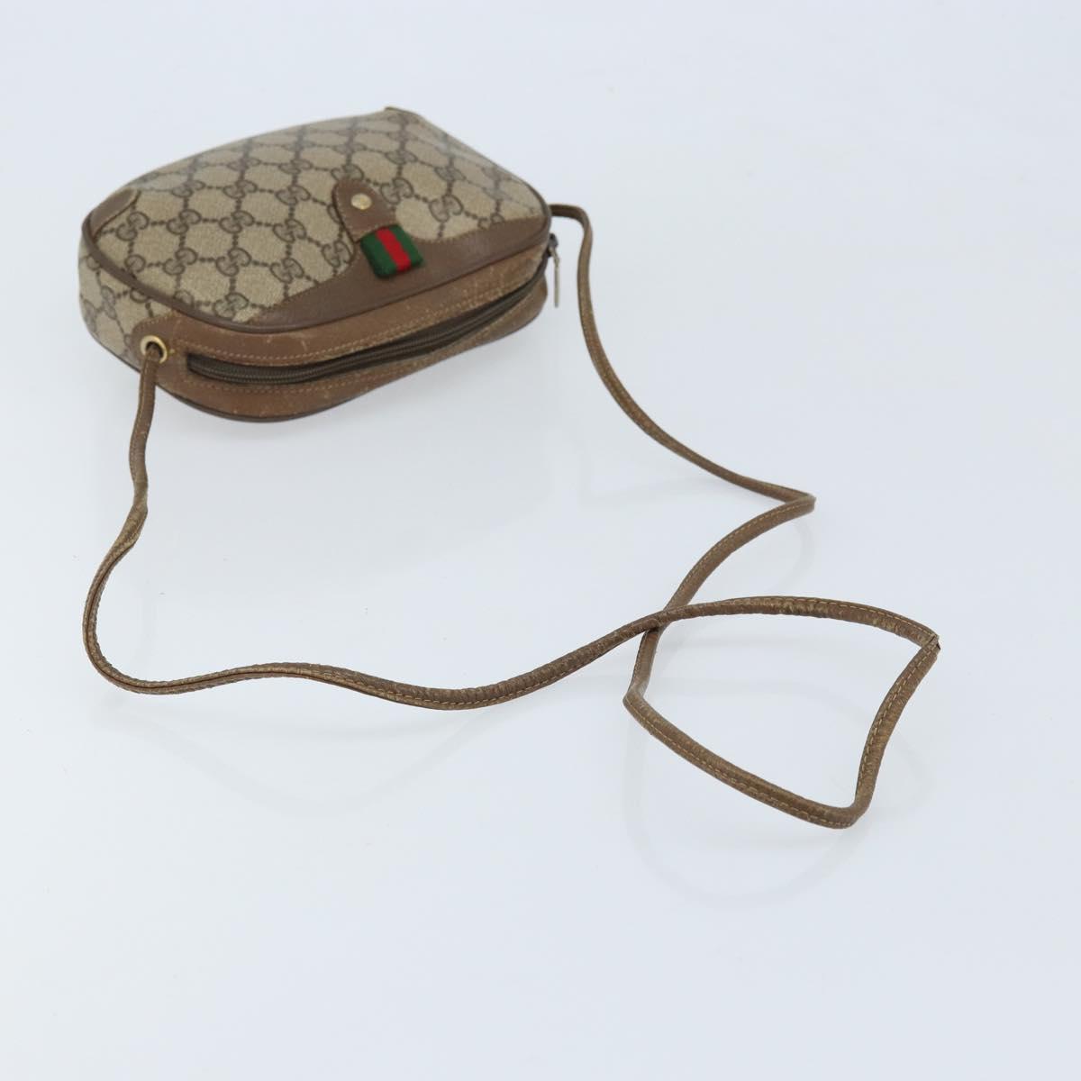 GUCCI GG Supreme Web Sherry Line Bag PVC Beige Gold 89 02 066 Auth ka2912