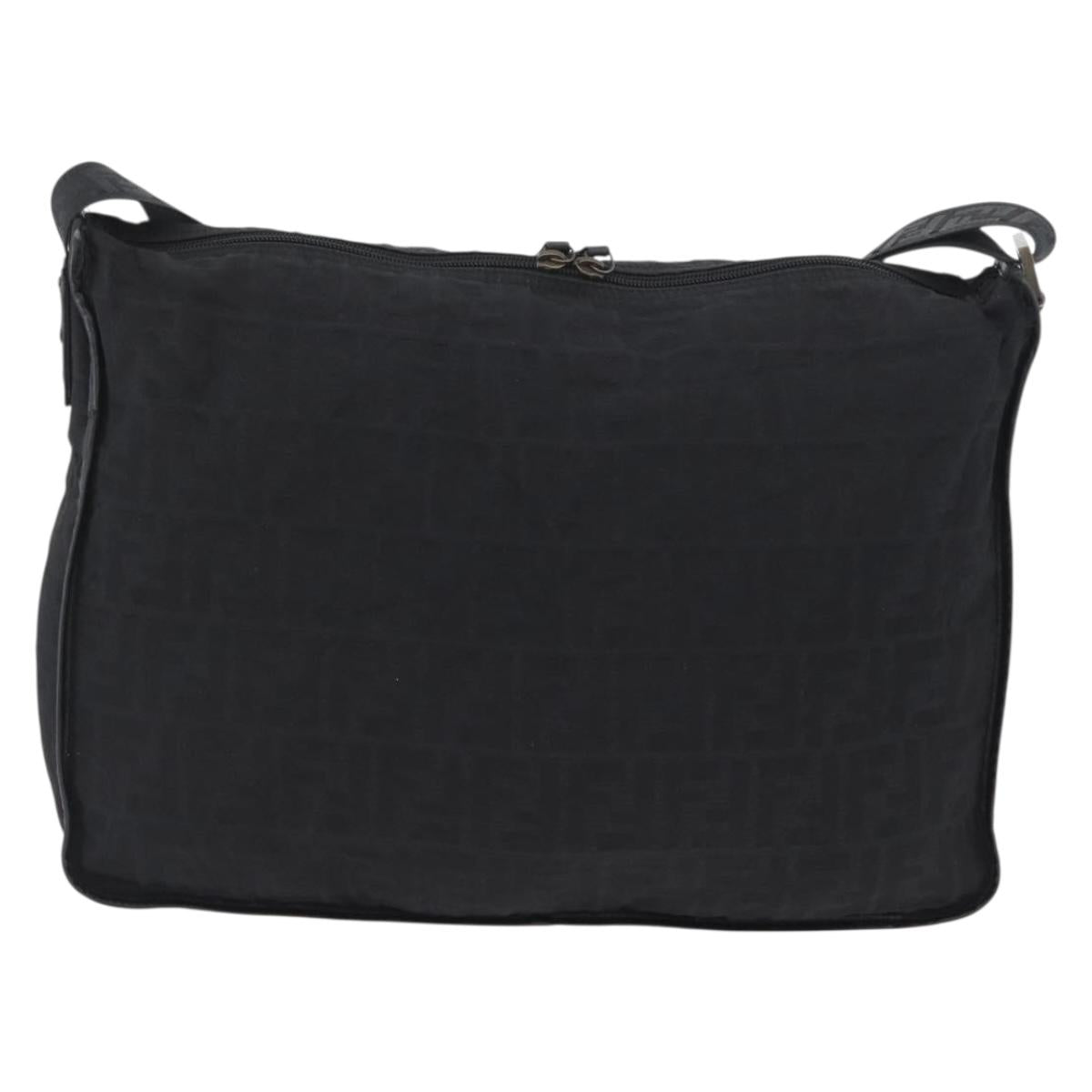 FENDI Zucca Canvas Shoulder Bag Black Auth ka2914