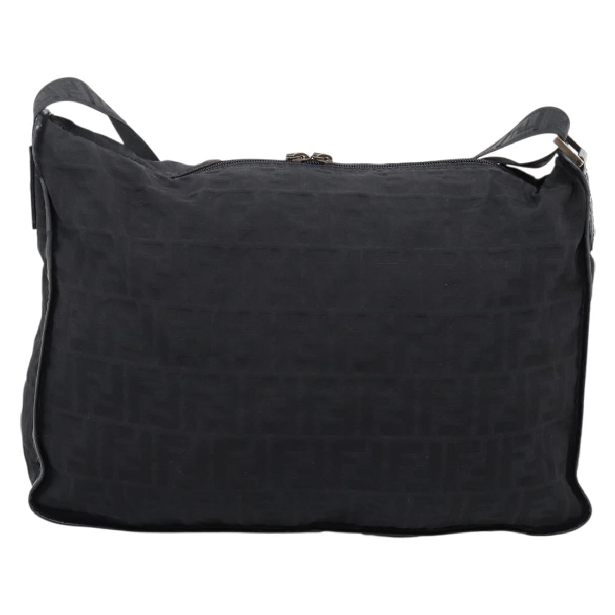 FENDI Zucca Canvas Shoulder Bag Black Auth ka2914