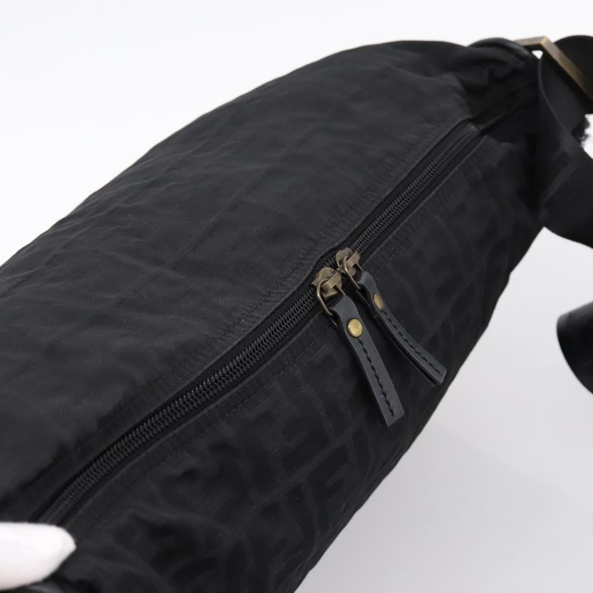 FENDI Zucca Canvas Shoulder Bag Black Auth ka2914