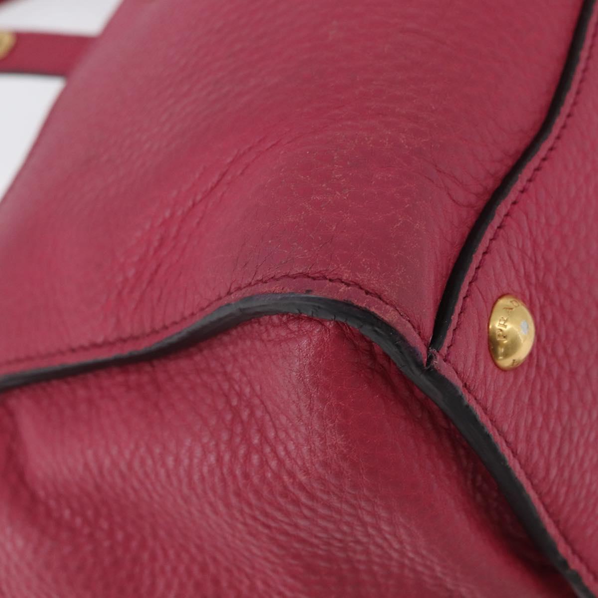 PRADA Hand Bag Leather 2way Pink Gold Auth ka2915