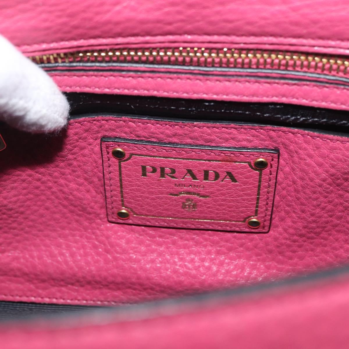 PRADA Hand Bag Leather 2way Pink Gold Auth ka2915