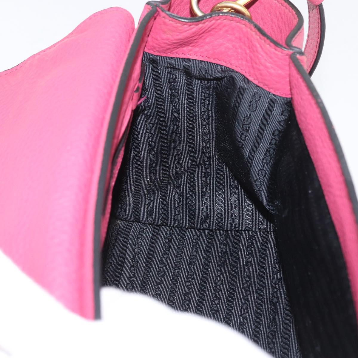 PRADA Hand Bag Leather 2way Pink Gold Auth ka2915