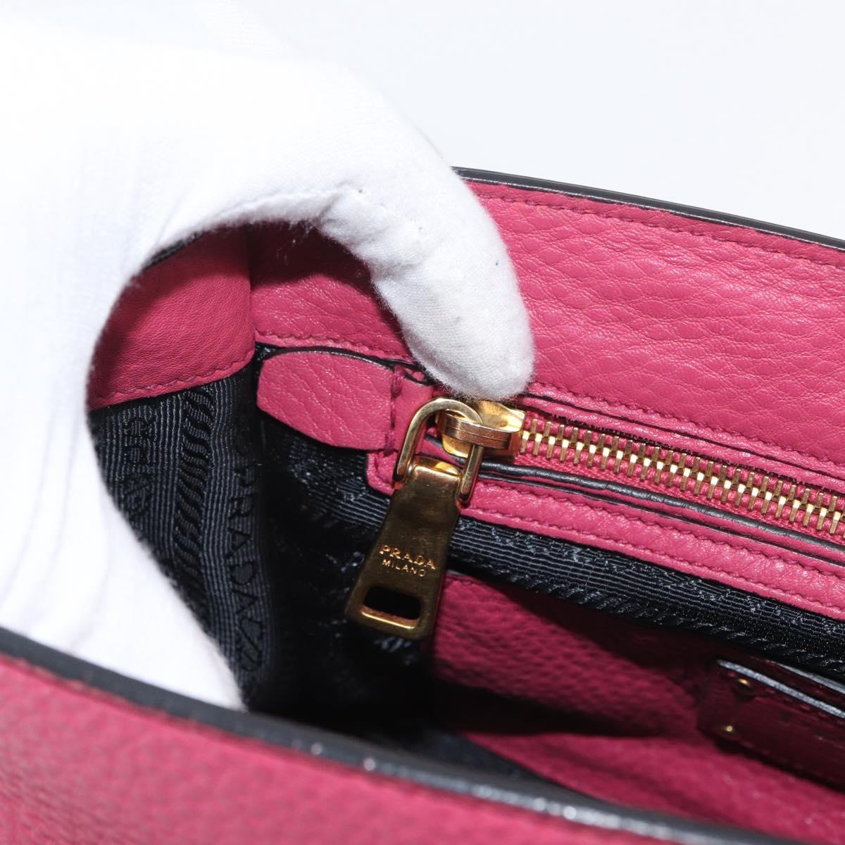 PRADA Hand Bag Leather 2way Pink Gold Auth ka2915