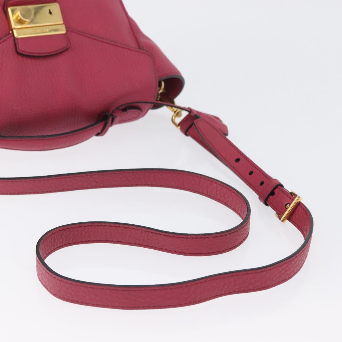 PRADA Hand Bag Leather 2way Pink Gold Auth ka2915