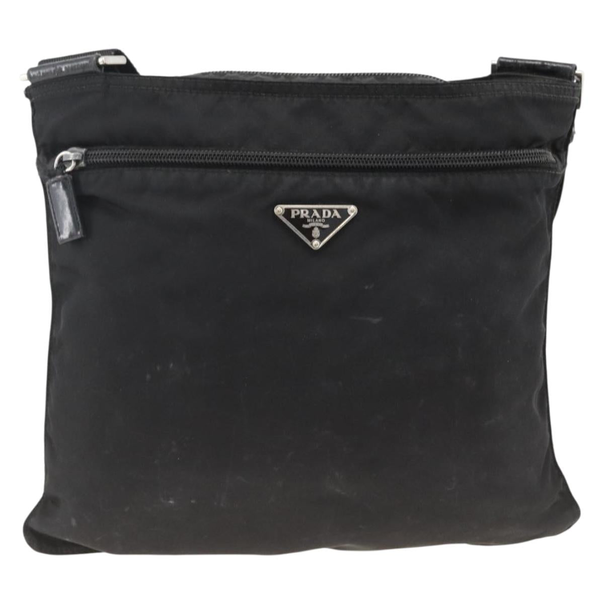 PRADA Shoulder Bag Nylon Black Silver Auth ka2916