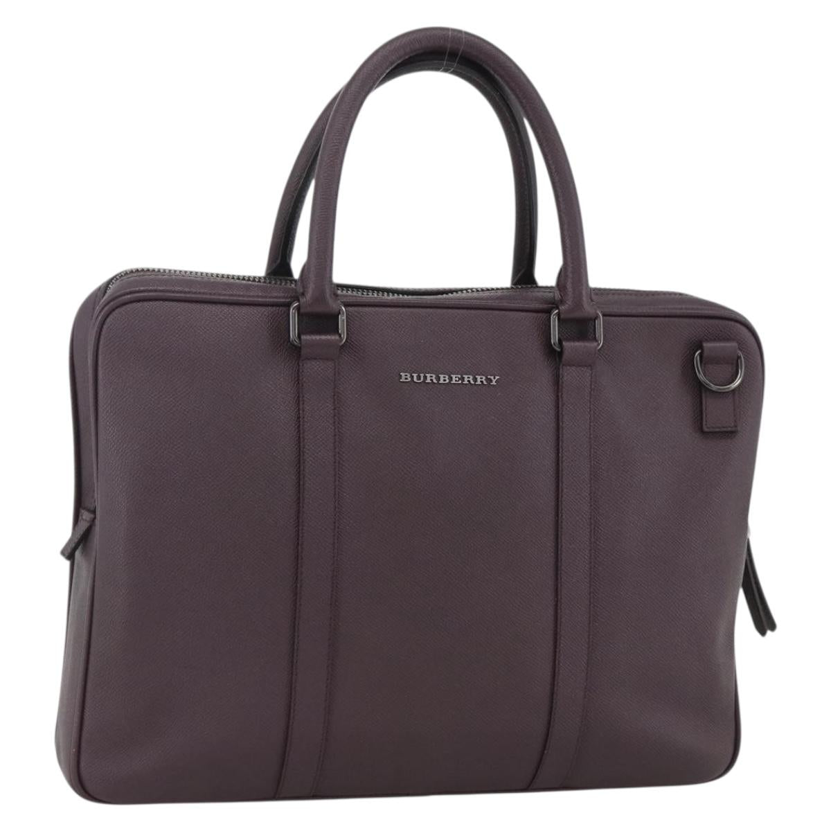 BURBERRY Hand Bag Leather Purple Silver Auth ka2917