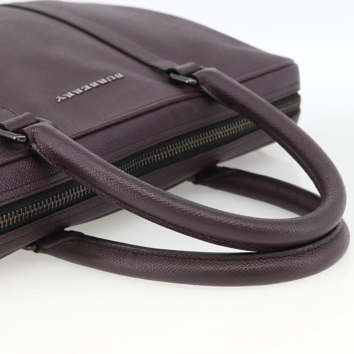 BURBERRY Hand Bag Leather Purple Silver Auth ka2917