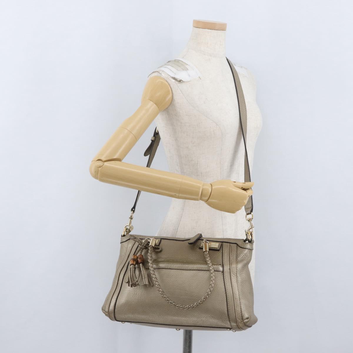 GUCCI Hand Bag Leather 2way Gold Tone 282300 Auth ka2918