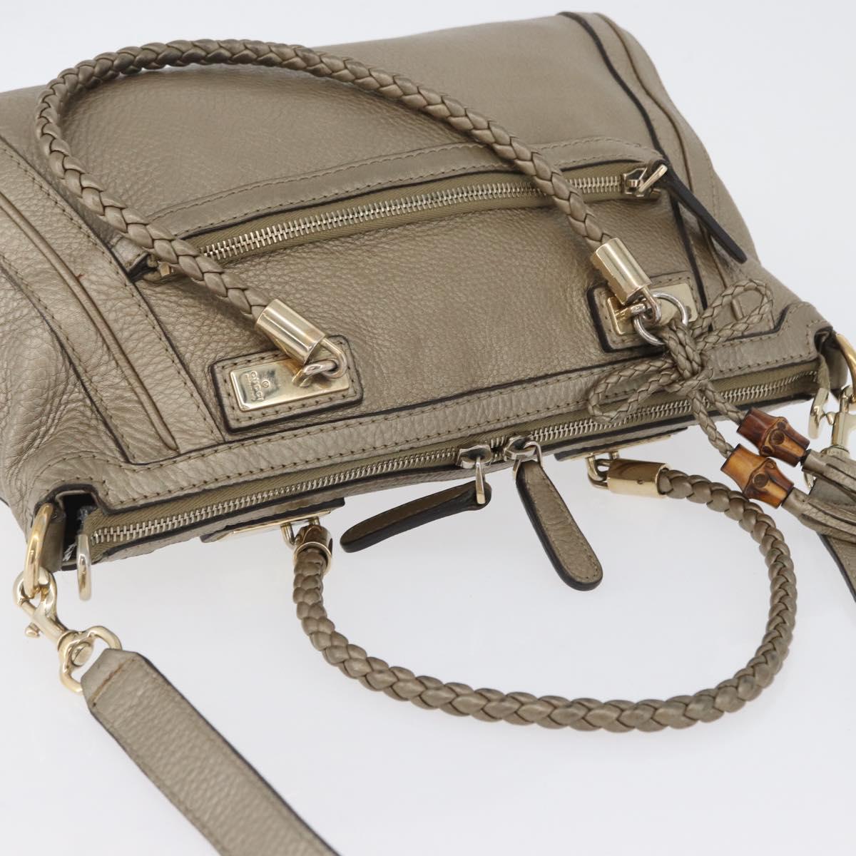 GUCCI Hand Bag Leather 2way Gold Tone 282300 Auth ka2918