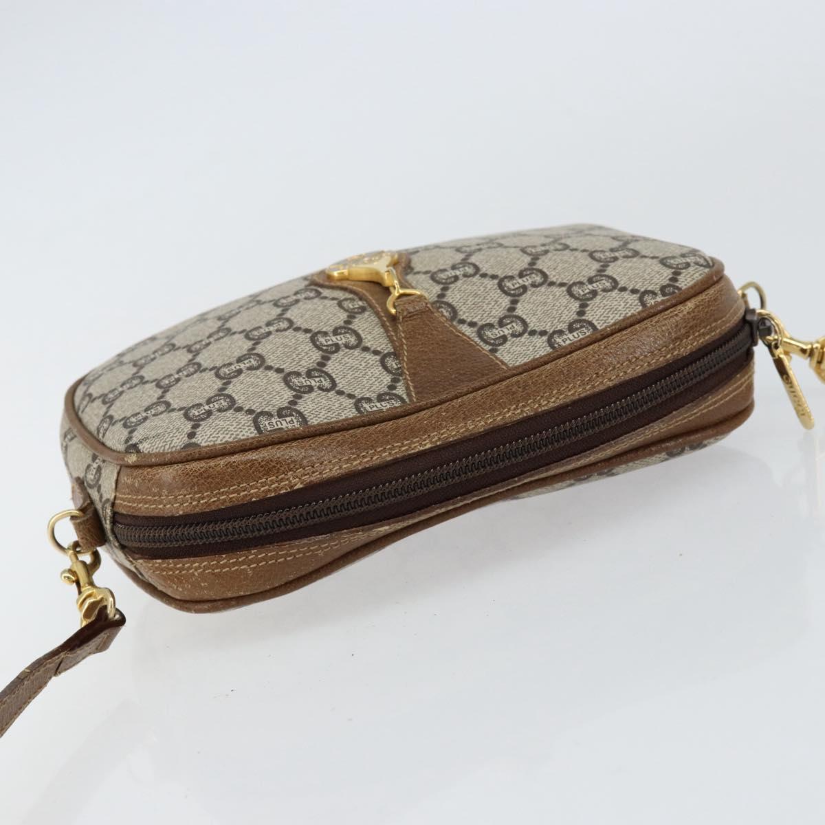 GUCCI GG Plus Supreme Shoulder Bag PVC Beige Gold Auth ka292
