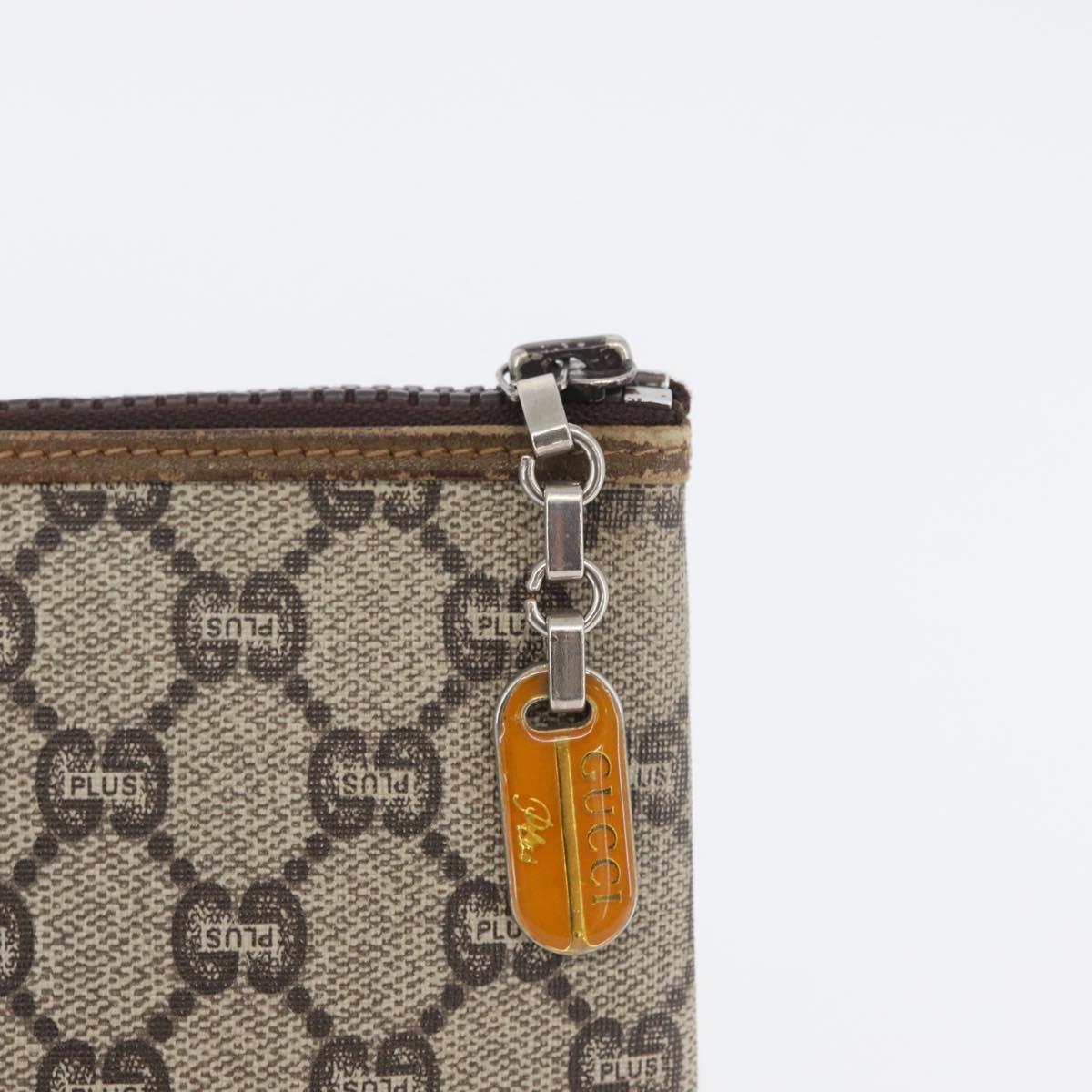 GUCCI GG Plus Supreme Clutch Bag PVC Beige Auth ka2920