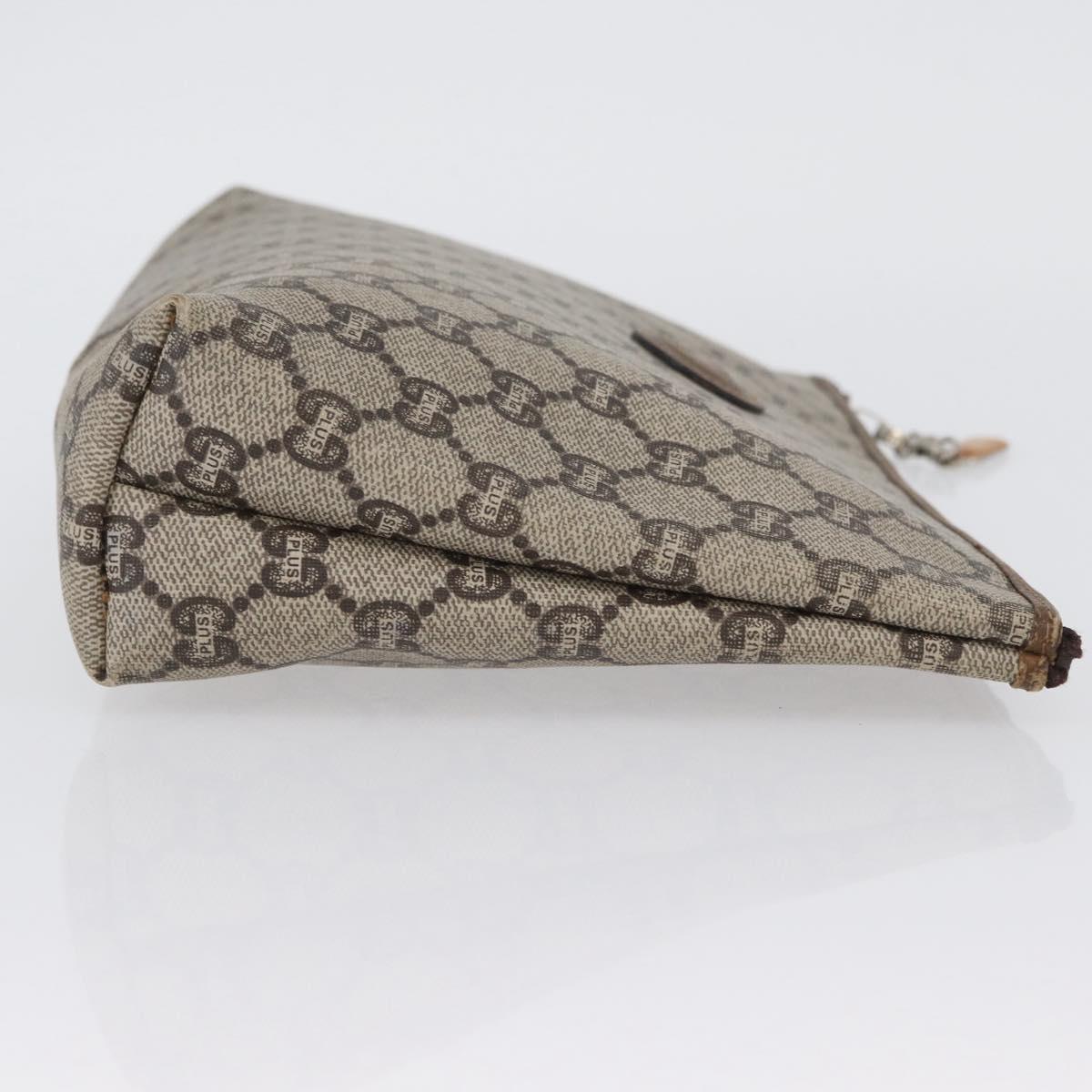 GUCCI GG Plus Supreme Clutch Bag PVC Beige Auth ka2920