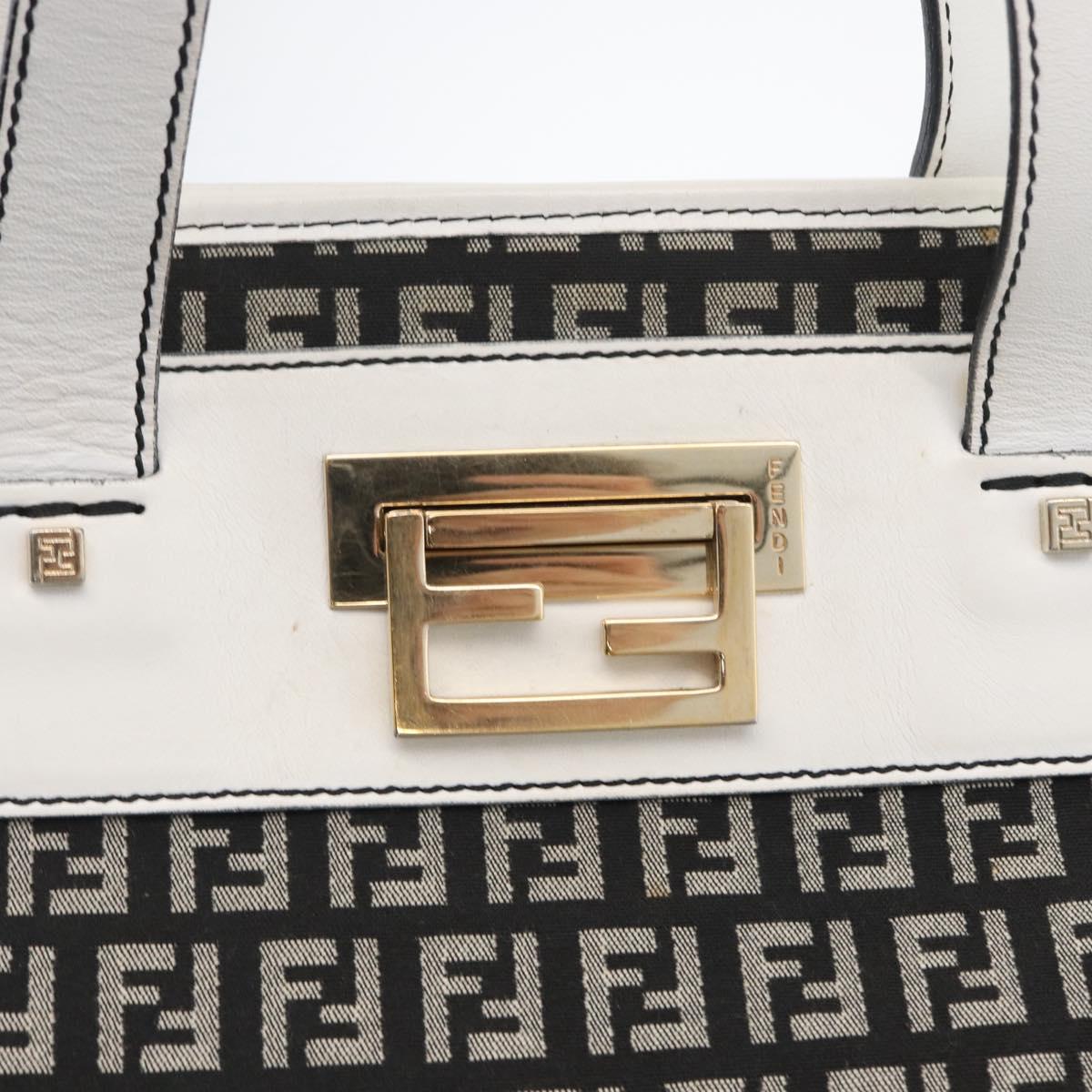 FENDI Zucchino Canvas Tote Bag Black Gray Auth ka2926