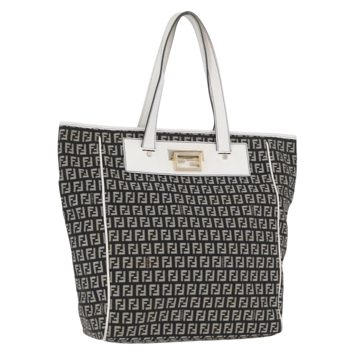 FENDI Zucchino Canvas Tote Bag Black Gray Auth ka2926
