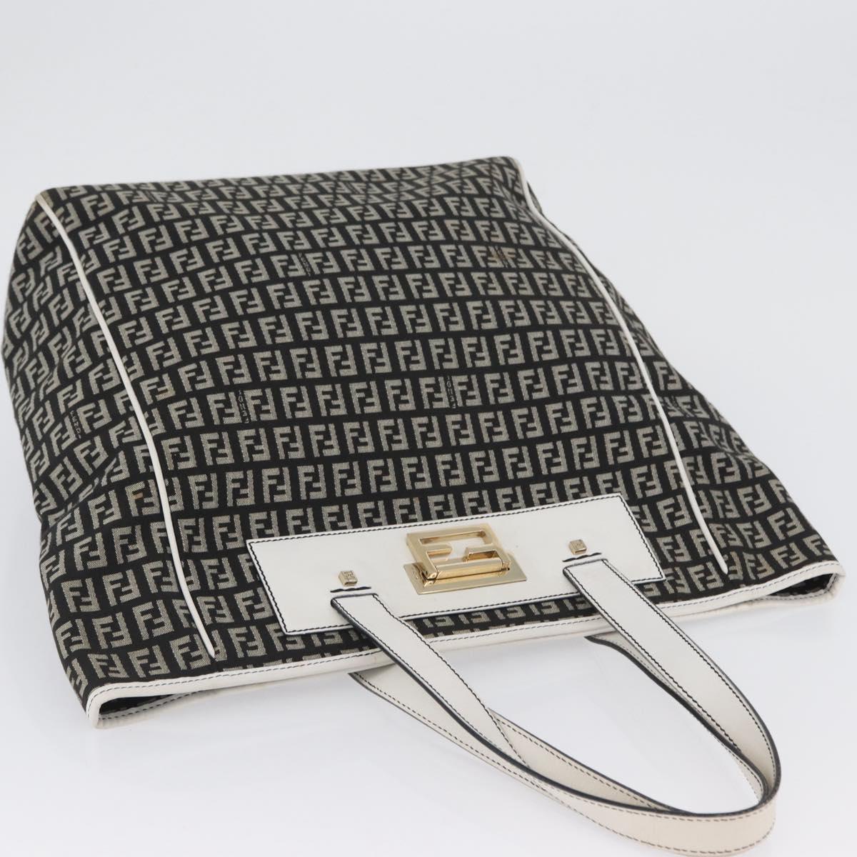 FENDI Zucchino Canvas Tote Bag Black Gray Auth ka2926