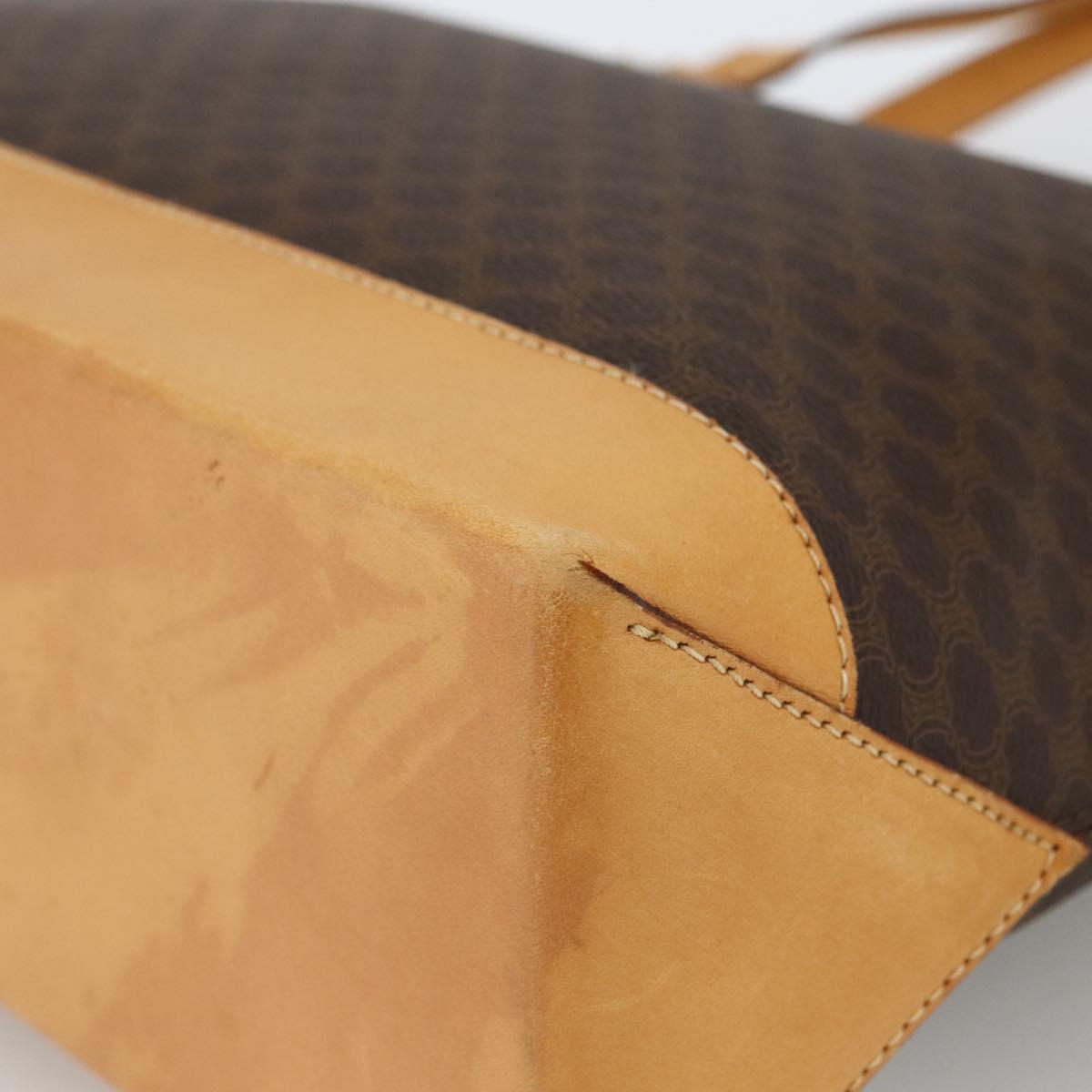 CELINE Macadam Canvas Tote Bag PVC Leather Brown Gold Auth ka2928