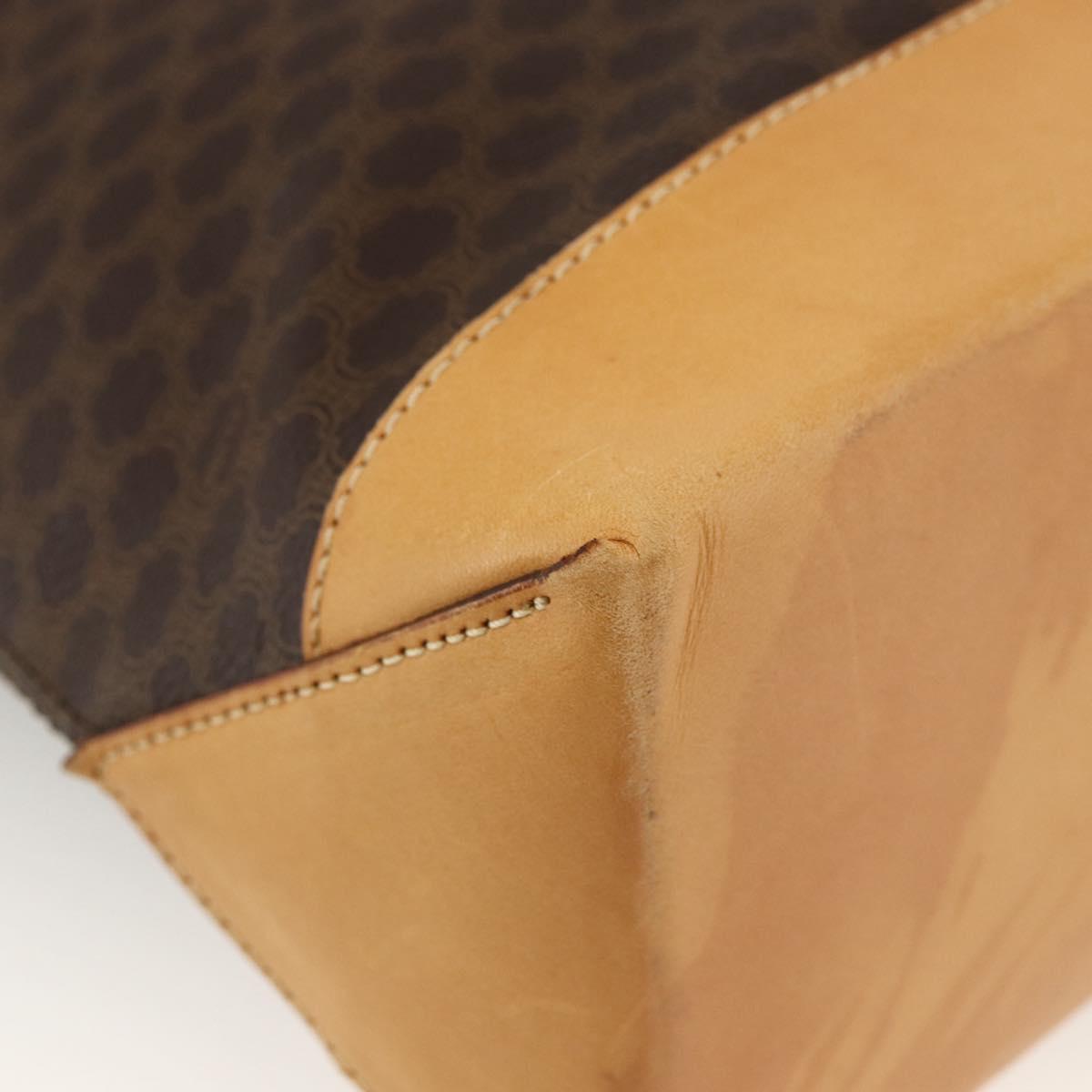 CELINE Macadam Canvas Tote Bag PVC Leather Brown Gold Auth ka2928