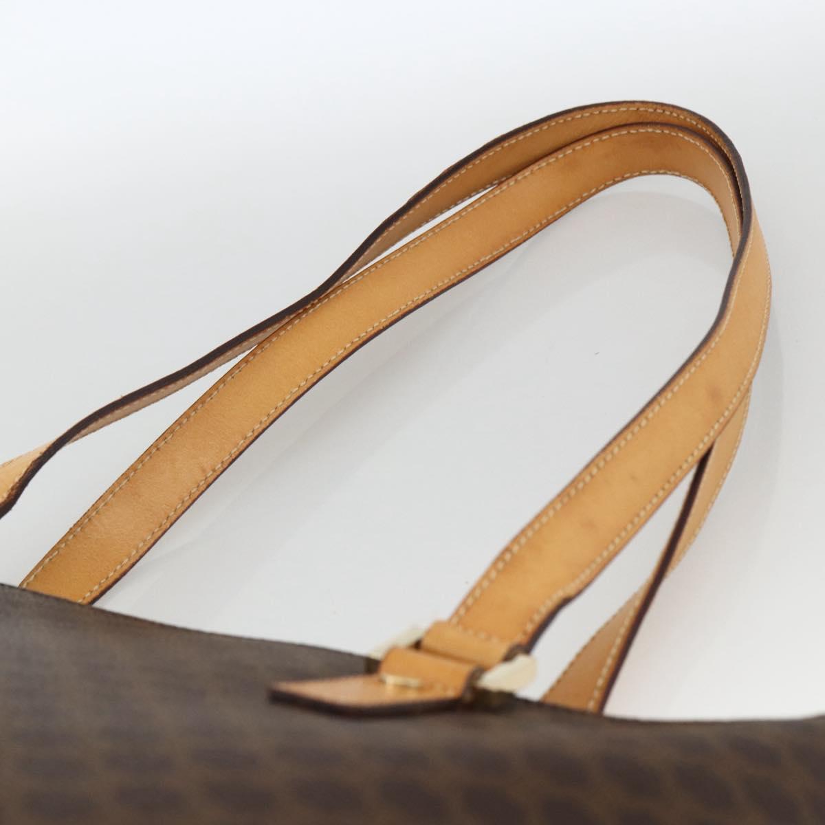 CELINE Macadam Canvas Tote Bag PVC Leather Brown Gold Auth ka2928