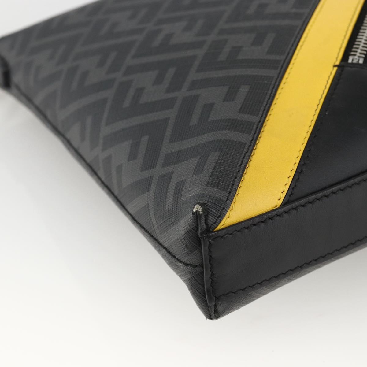 FENDI Zucca Canvas Shoulder Bag PVC Black Silver Auth ka2933