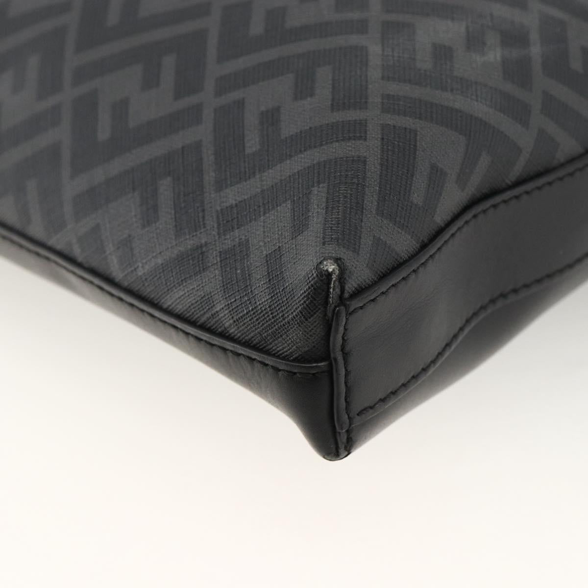 FENDI Zucca Canvas Shoulder Bag PVC Black Silver Auth ka2933