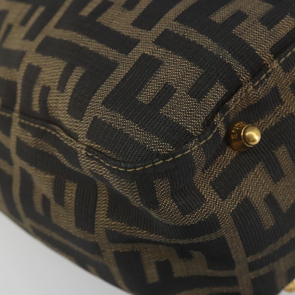 FENDI Zucca Canvas Hand Bag Brown Black Auth ka2934