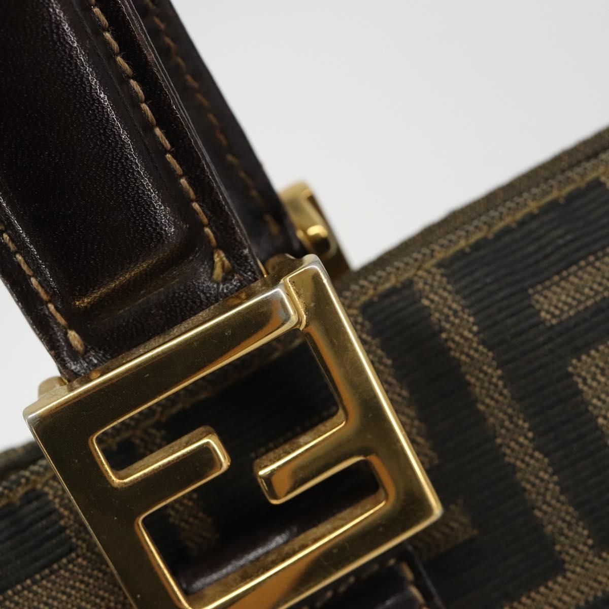 FENDI Zucca Canvas Hand Bag Brown Black Auth ka2934
