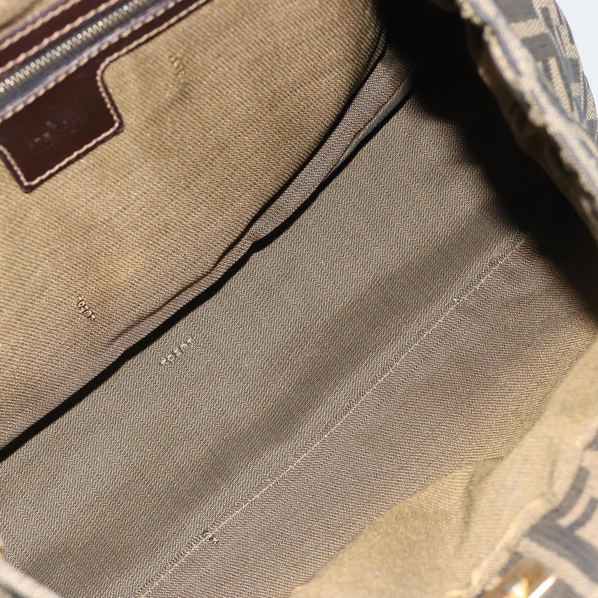 FENDI Zucca Canvas Hand Bag Brown Black Auth ka2934