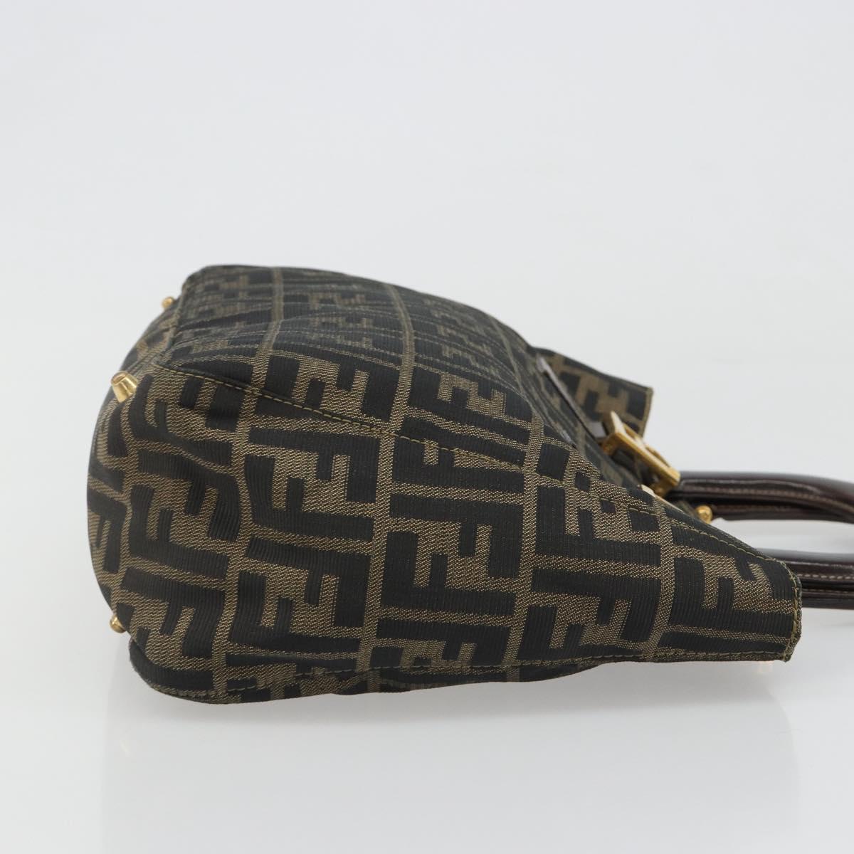FENDI Zucca Canvas Hand Bag Brown Black Auth ka2934