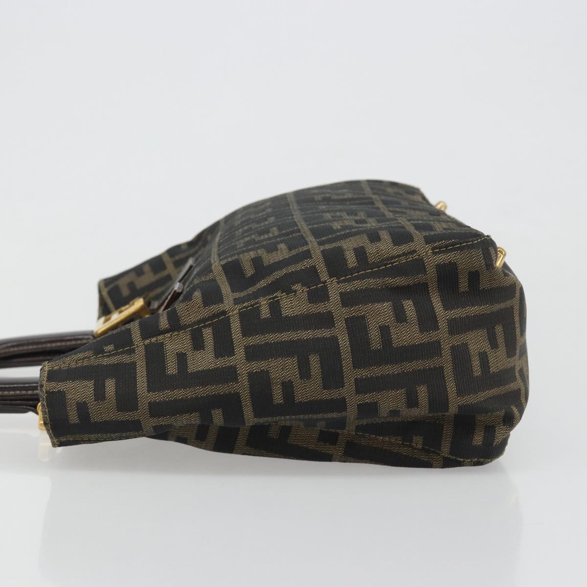 FENDI Zucca Canvas Hand Bag Brown Black Auth ka2934