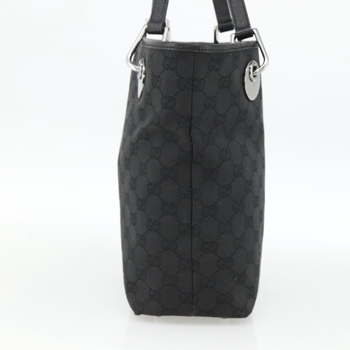 GUCCI GG Canvas Tote Bag Black Silver 120840 Auth ka2935