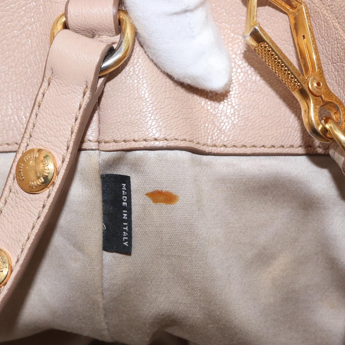 Miu Miu Hand Bag Leather 2way Pink Gold Auth ka2936