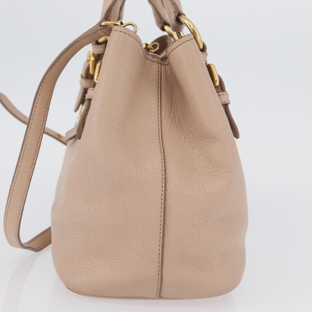Miu Miu Hand Bag Leather 2way Pink Gold Auth ka2936