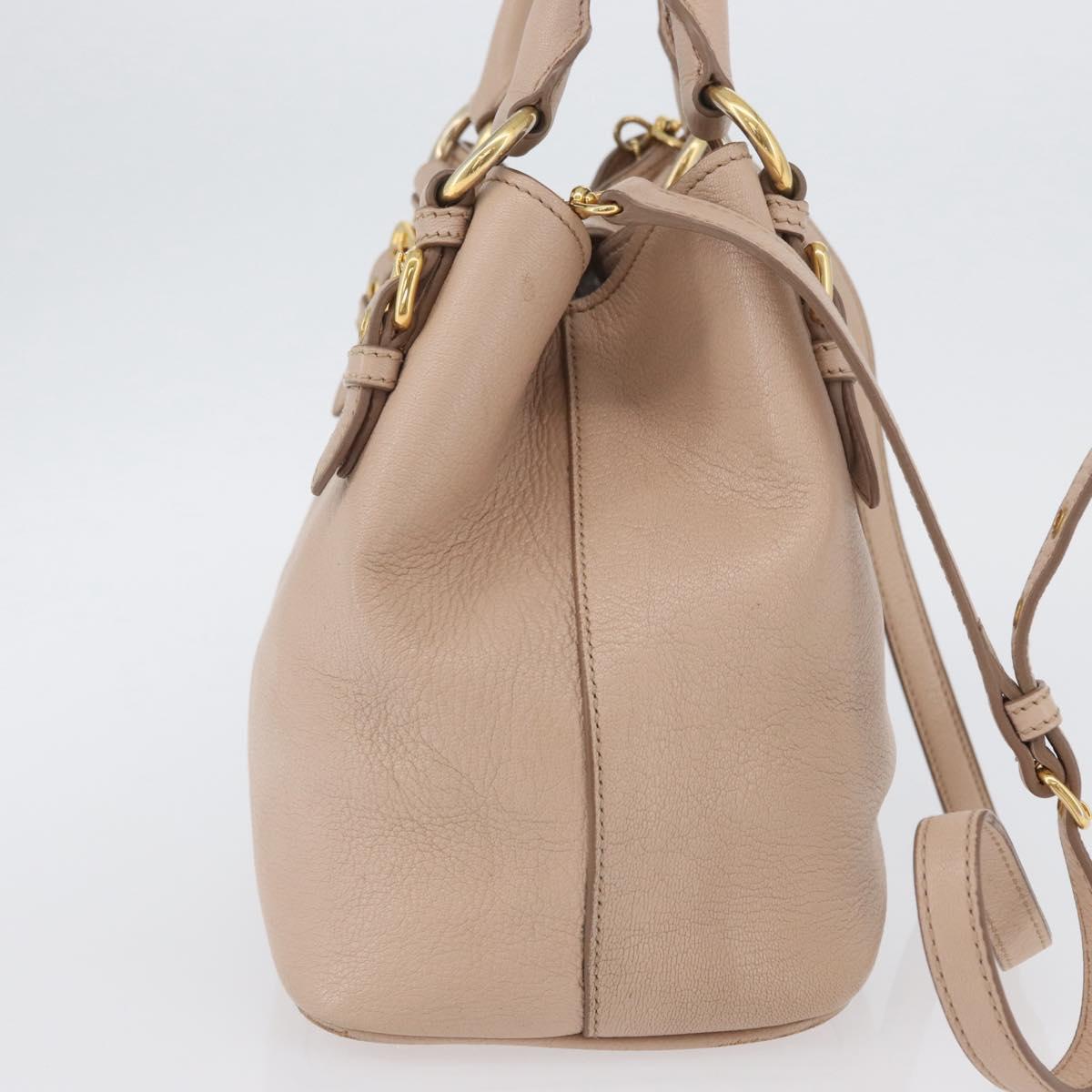 Miu Miu Hand Bag Leather 2way Pink Gold Auth ka2936