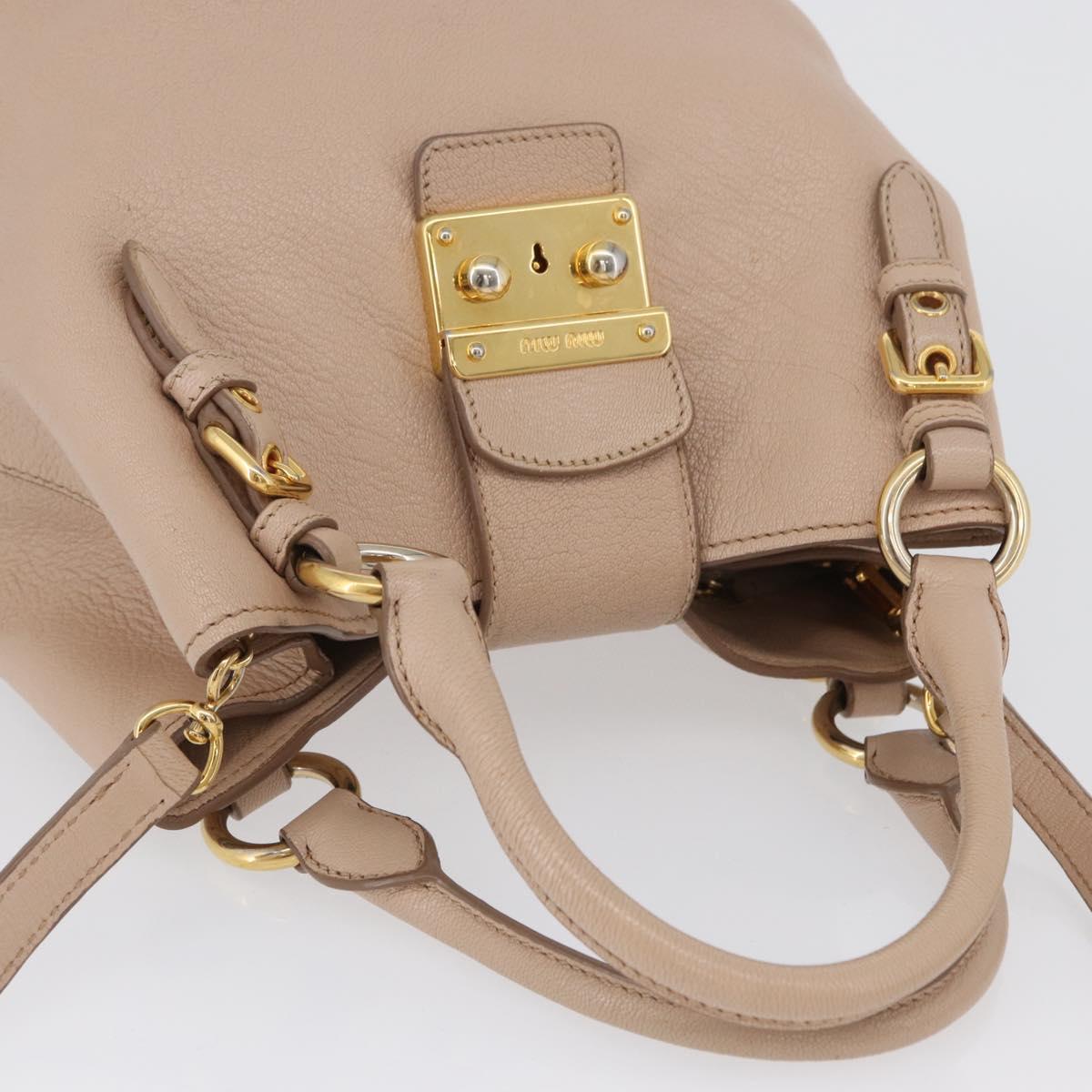 Miu Miu Hand Bag Leather 2way Pink Gold Auth ka2936