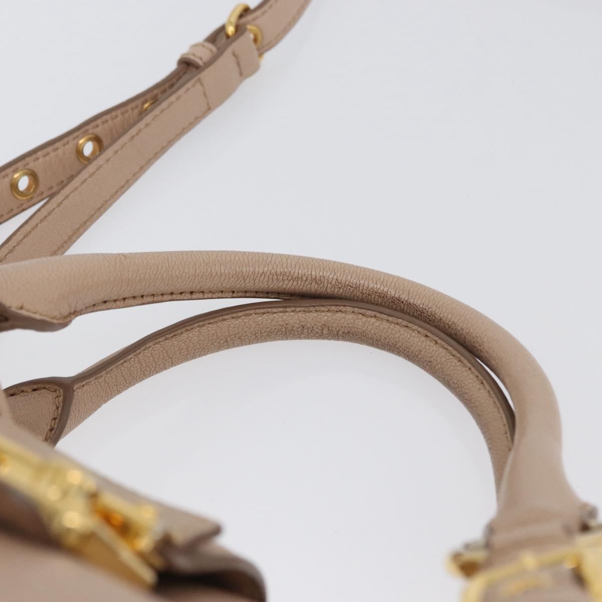 Miu Miu Hand Bag Leather 2way Pink Gold Auth ka2936
