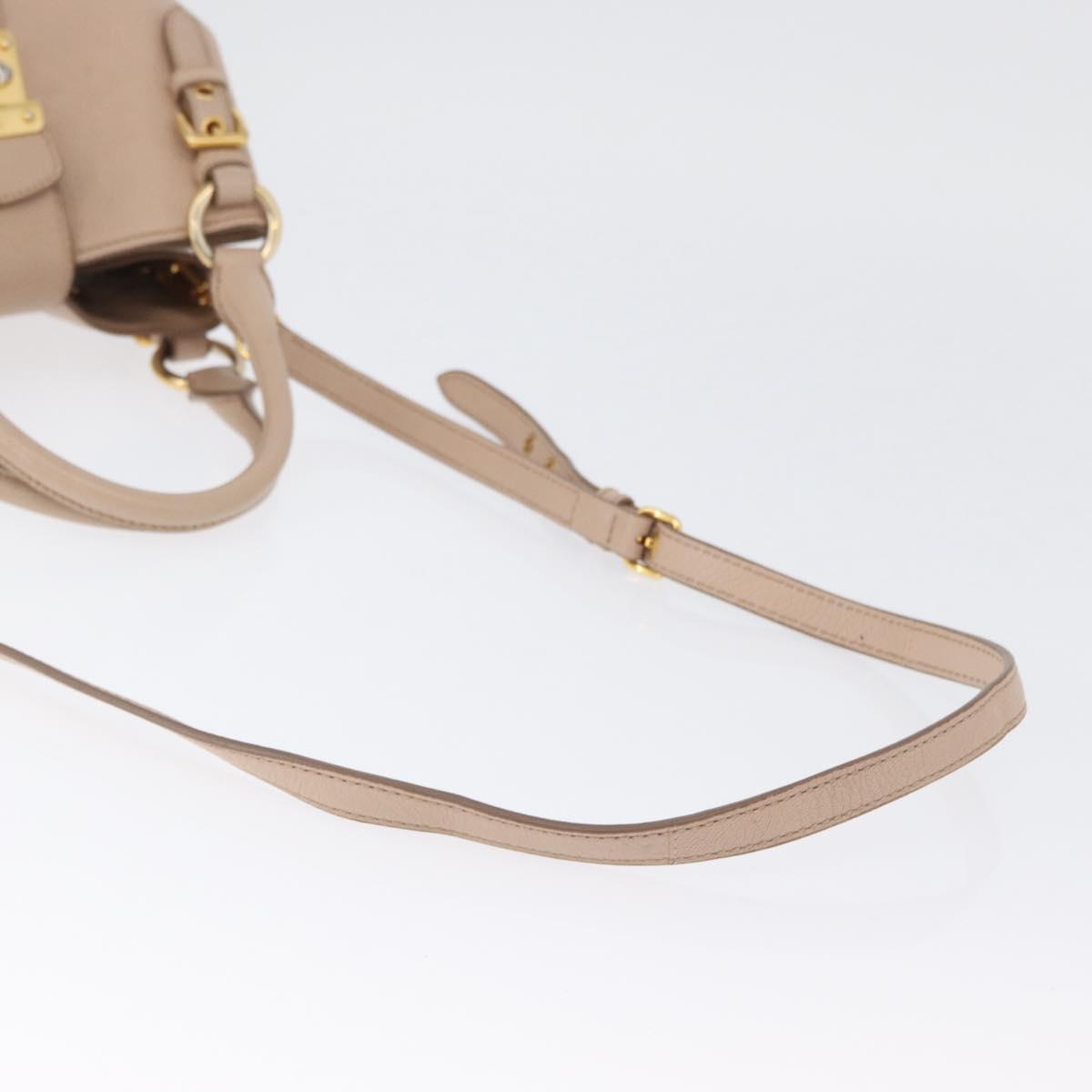 Miu Miu Hand Bag Leather 2way Pink Gold Auth ka2936