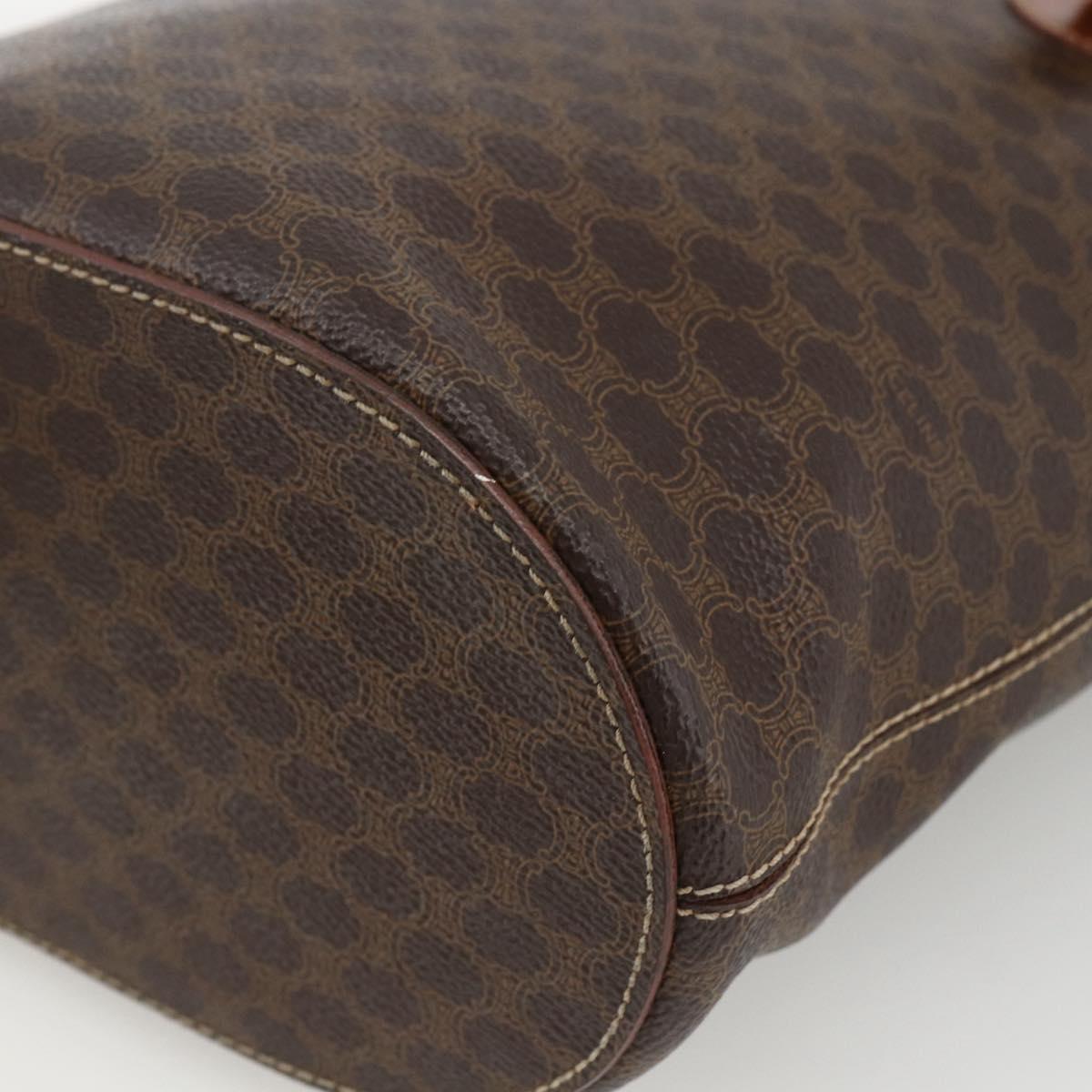 CELINE Macadam Canvas Tote Bag PVC Leather Brown Gold Auth ka2937