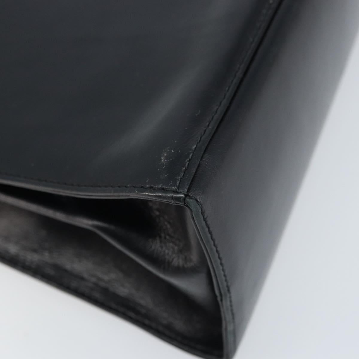 Salvatore Ferragamo Gancini Hand Bag Leather Black Gold Auth ka2938