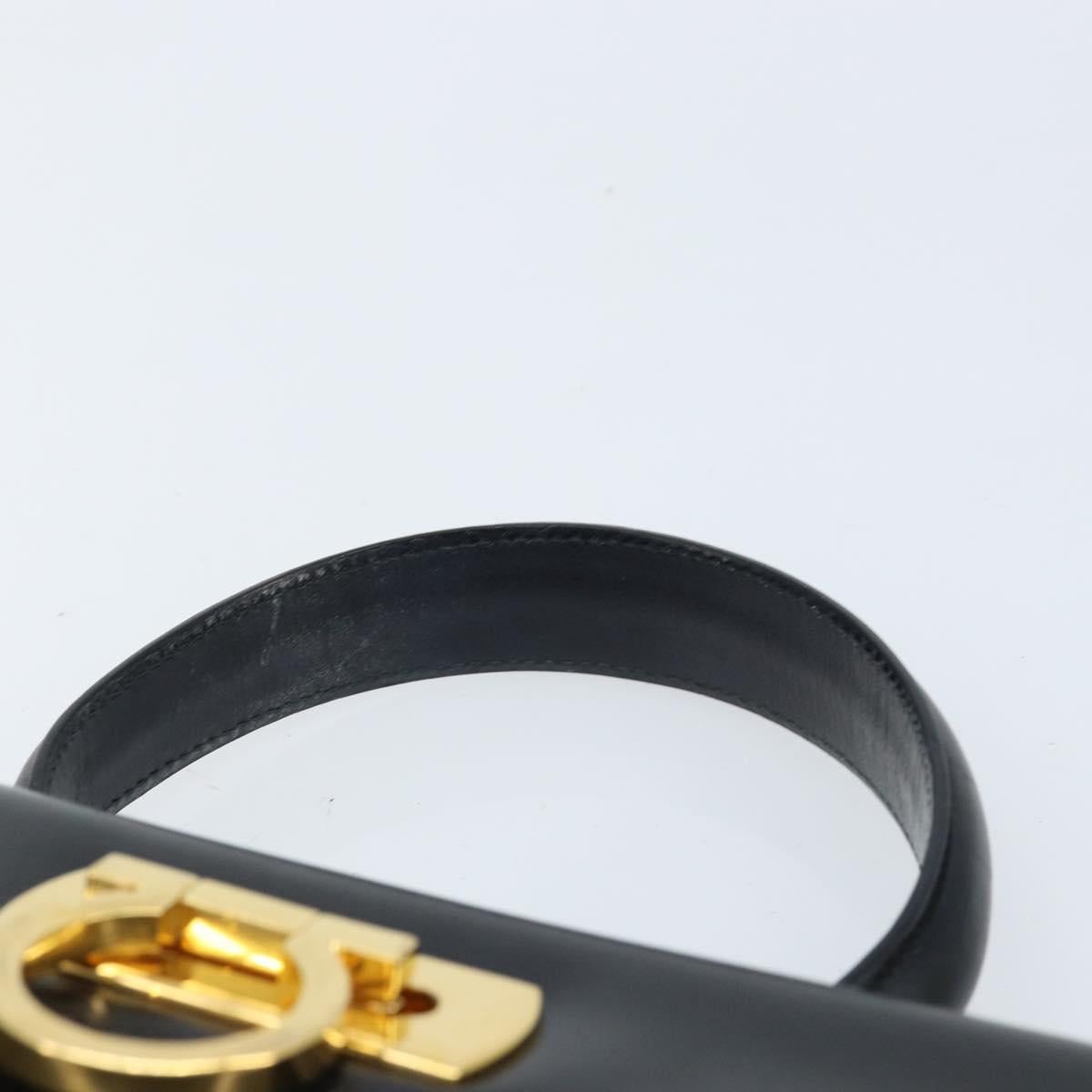 Salvatore Ferragamo Gancini Hand Bag Leather Black Gold Auth ka2938