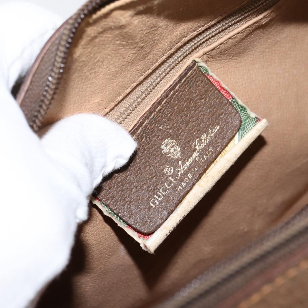 GUCCI GG Supreme Web Sherry Line Hand Bag PVC Beige Gold 58 02 007 Auth ka294