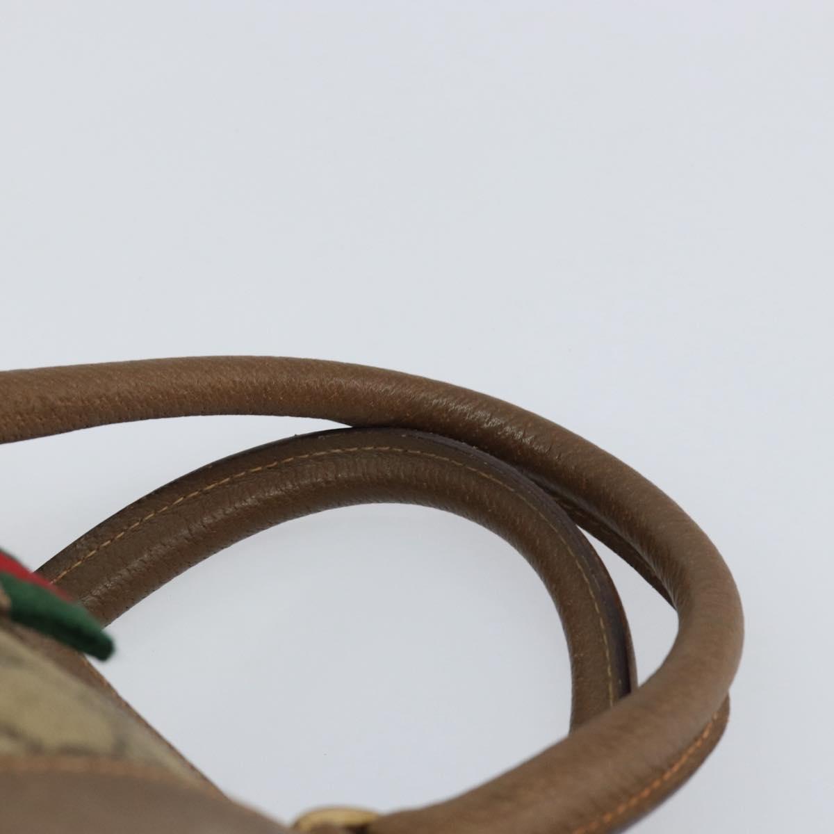 GUCCI GG Supreme Web Sherry Line Hand Bag PVC Beige Gold 58 02 007 Auth ka294