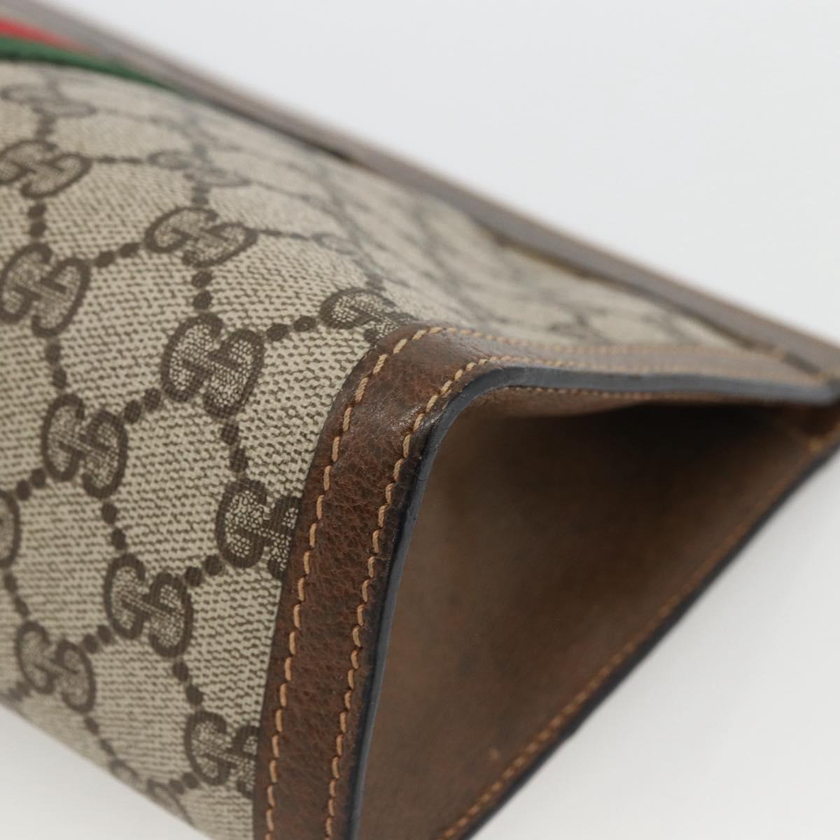 GUCCI GG Supreme Web Sherry Line Bag PVC Beige Red 64 014 2125 28 Auth ka2940