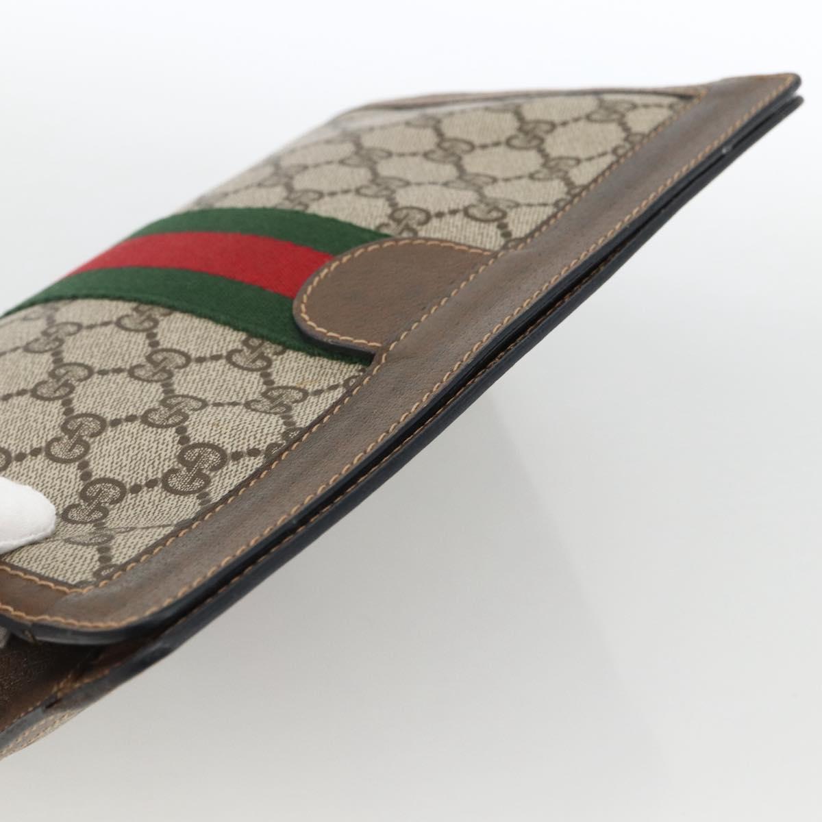 GUCCI GG Supreme Web Sherry Line Bag PVC Beige Red 64 014 2125 28 Auth ka2940
