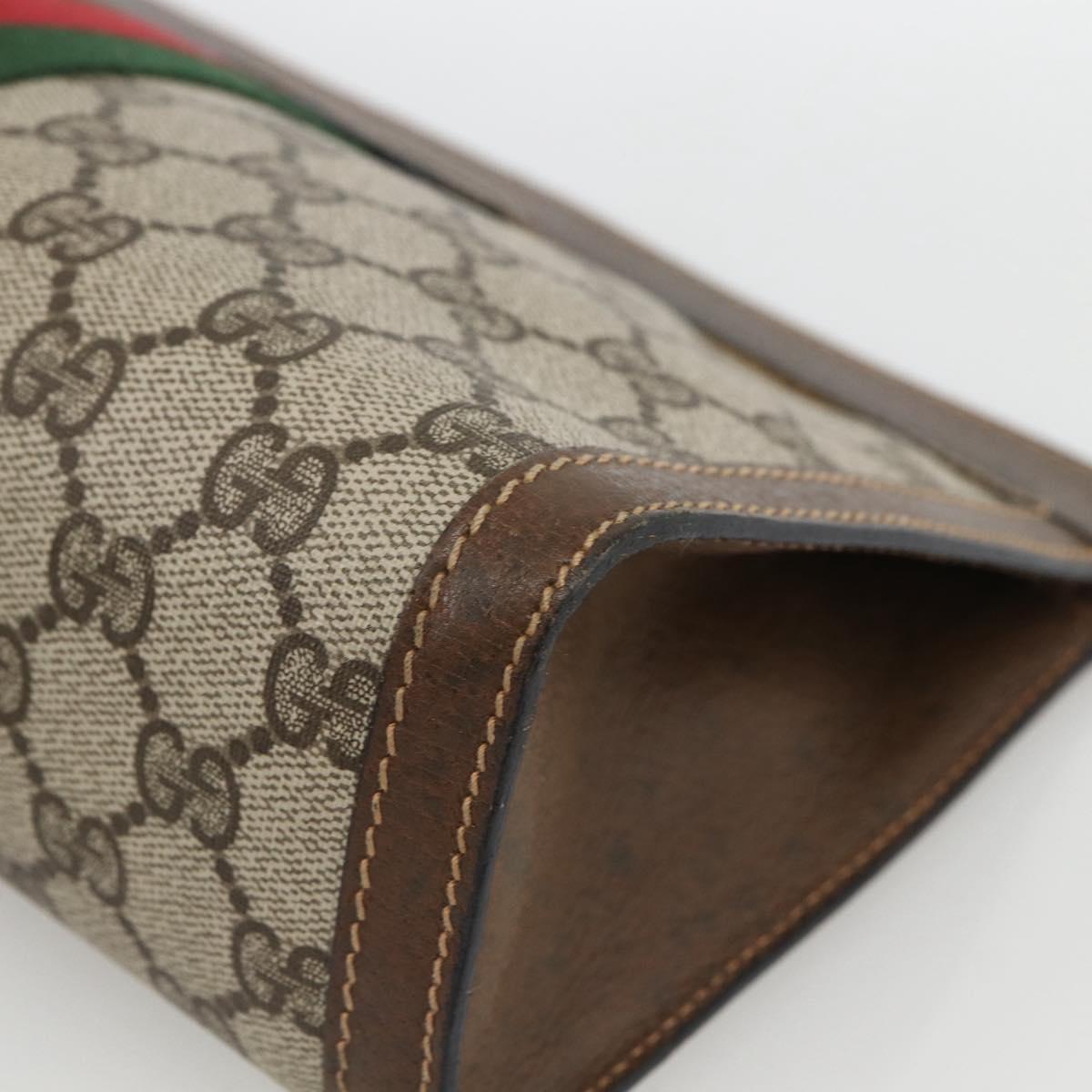GUCCI GG Supreme Web Sherry Line Bag PVC Beige Red 64 014 2125 28 Auth ka2940
