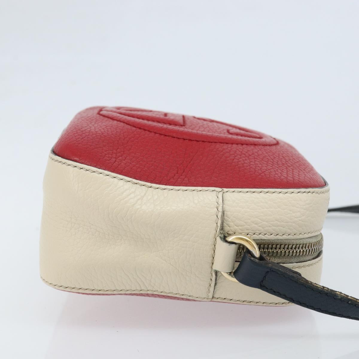 GUCCI Shoulder Bag Leather Red Gold 431567 Auth ka2941