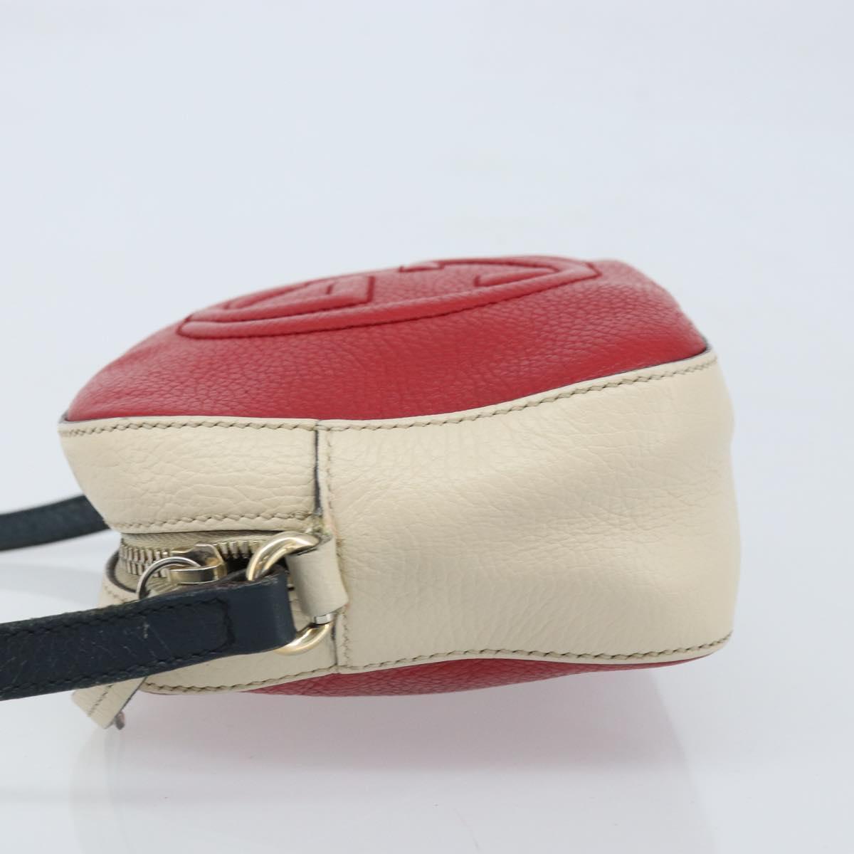 GUCCI Shoulder Bag Leather Red Gold 431567 Auth ka2941