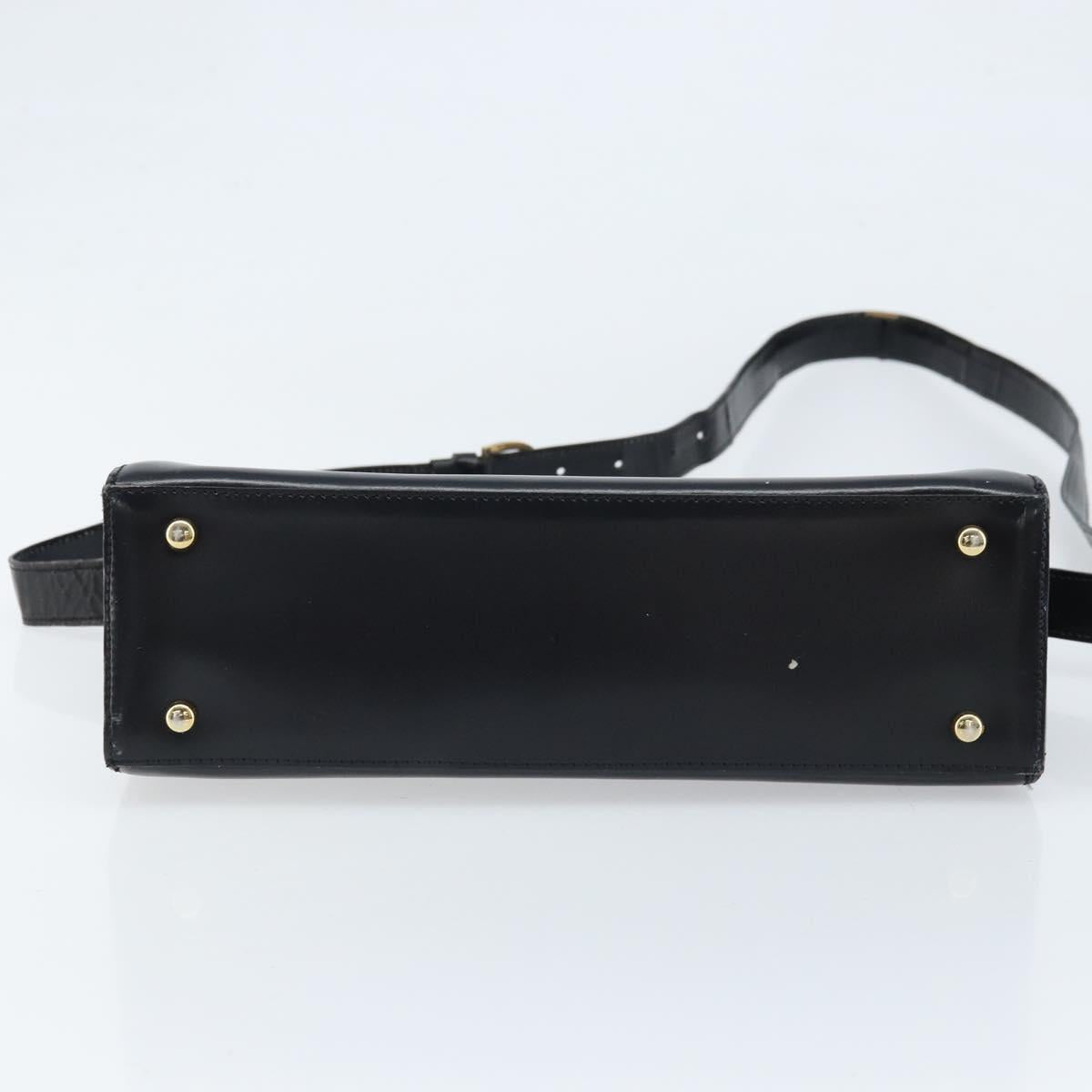 CELINE Shoulder Bag Leather Black Gold Auth ka2942