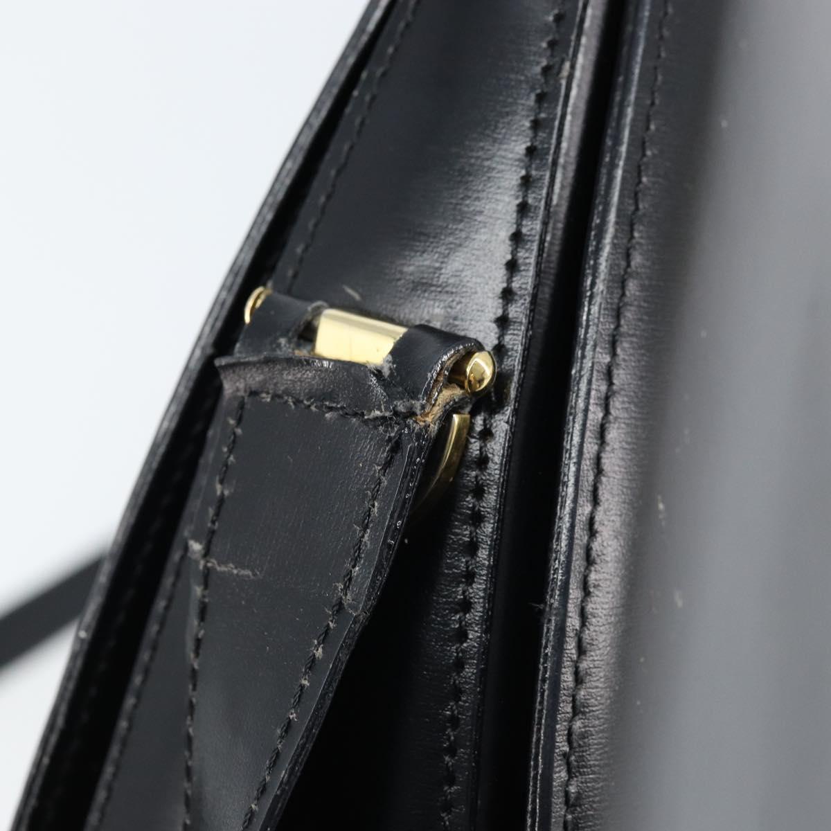CELINE Shoulder Bag Leather Black Gold Auth ka2942