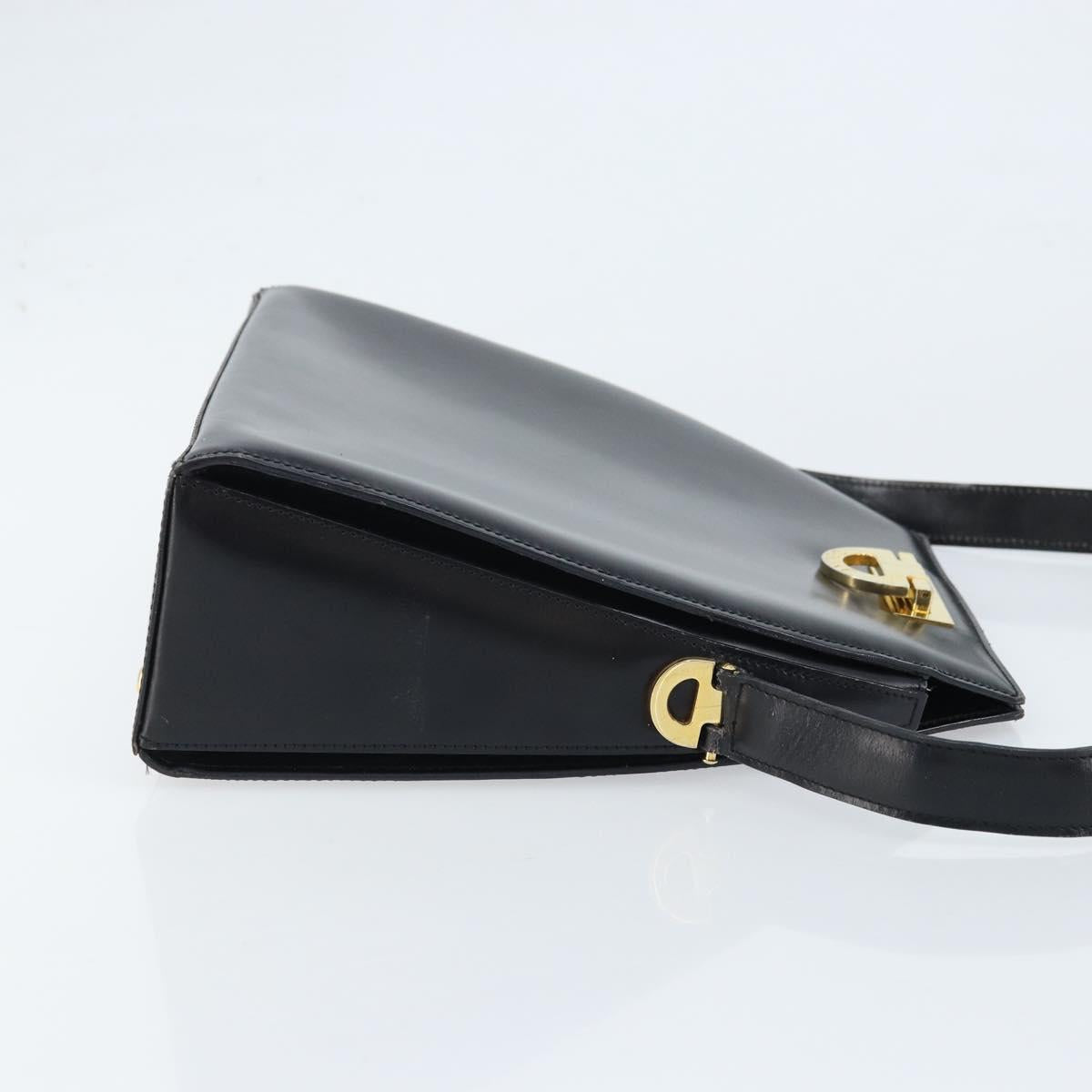 CELINE Shoulder Bag Leather Black Gold Auth ka2942